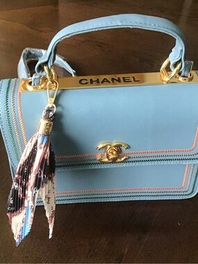 Fashion Light Blue Leather Top-Handle Satchel with Gold Hardware